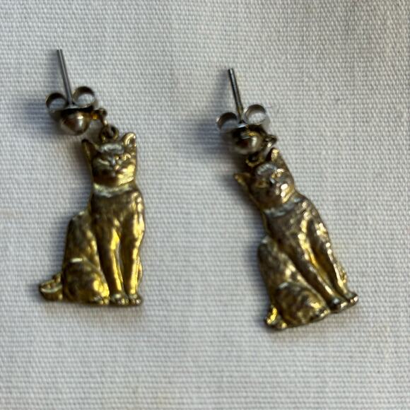 Lot of 3 Vintage Kitty Cat Brooches & Pair of Earrings Cat Lover Kitten - Picture 6 of 9